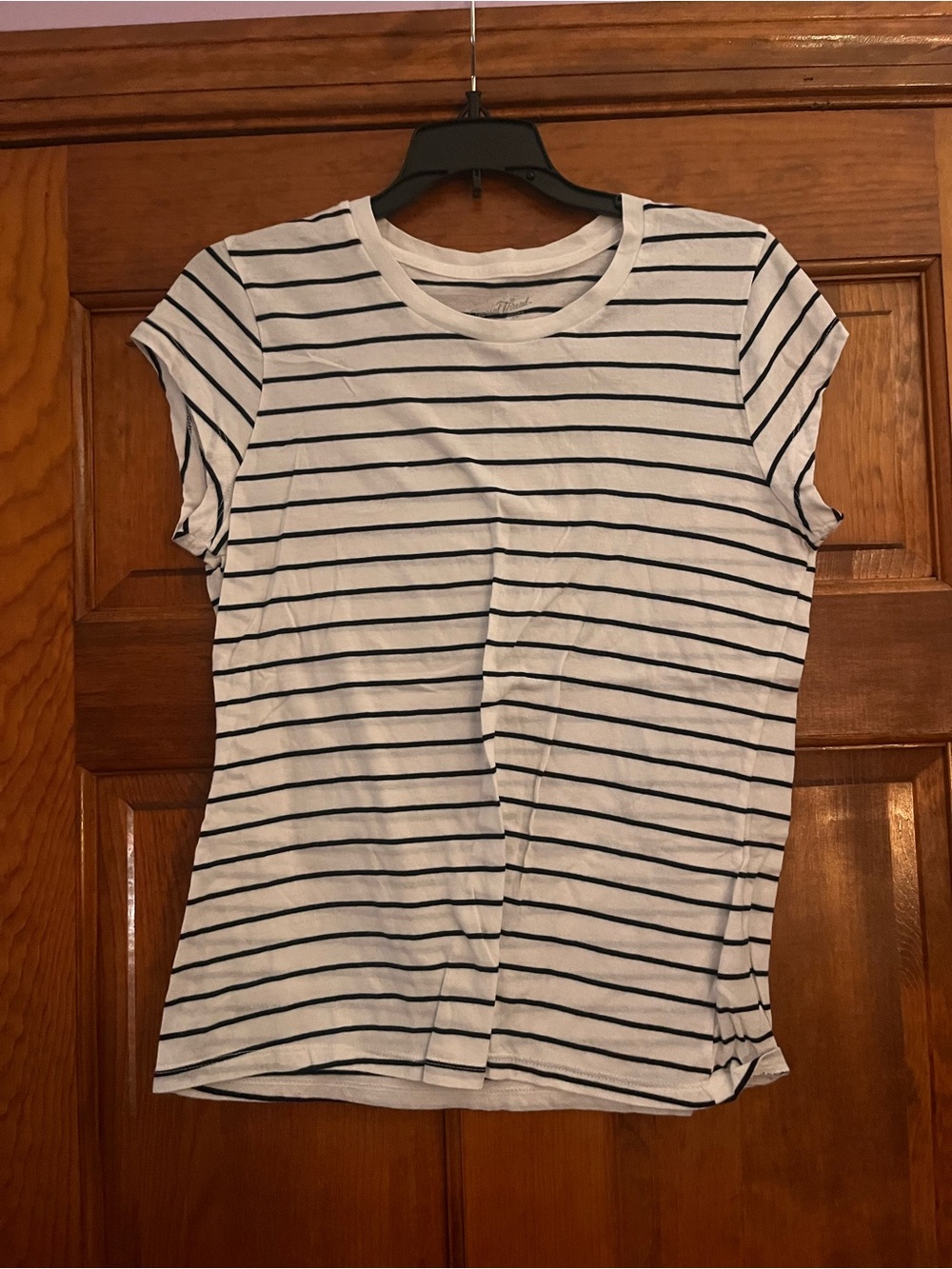 Universal Thread White Tee with Navy Stripes - Short Sleeve